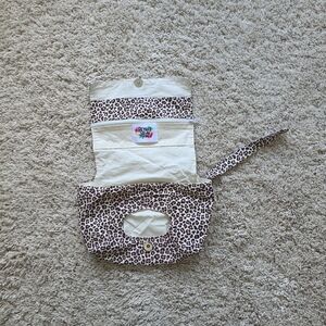 Kids Leopard Print Travel Changing Pad Pouch - Cream & Brown